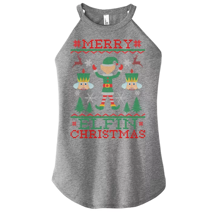 Merry Elfin Christmas Elf Ugly Women’s Perfect Tri Rocker Tank