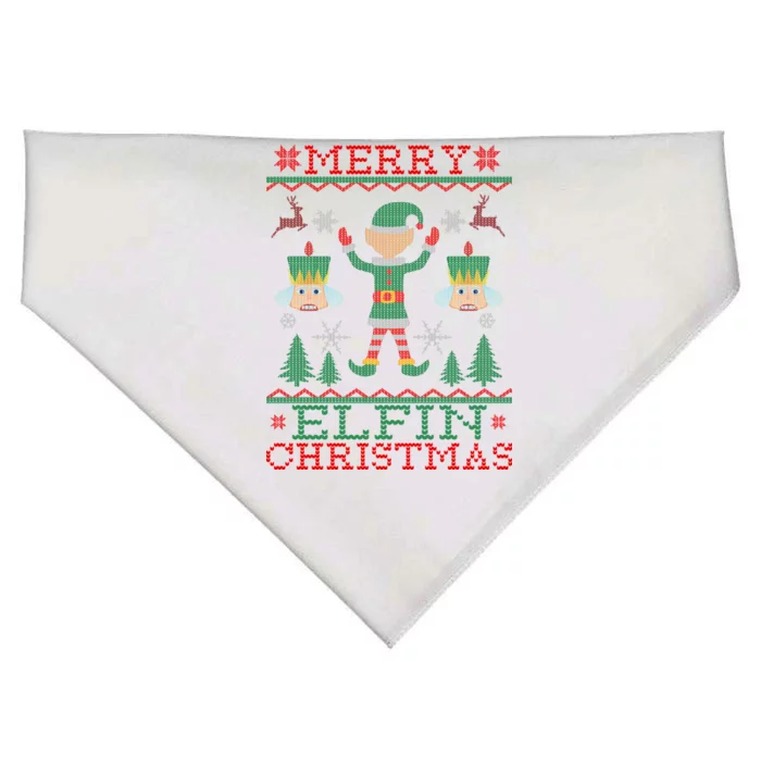 Merry Elfin Christmas Elf Ugly USA-Made Doggie Bandana