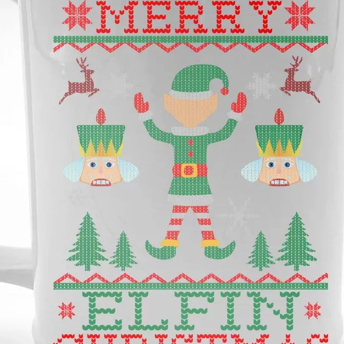 Merry Elfin Christmas Elf Ugly Front & Back Beer Stein