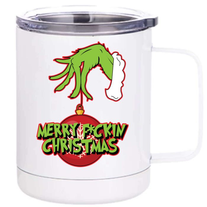 Merry F*ckin Christmas Front & Back 12oz Stainless Steel Tumbler Cup