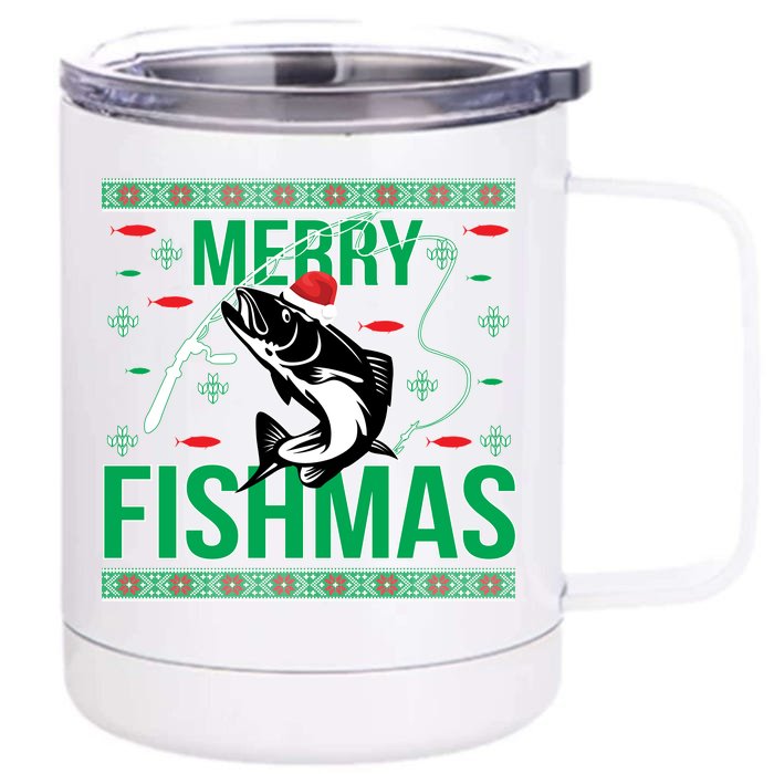 Merry Fishmas Front & Back 12oz Stainless Steel Tumbler Cup