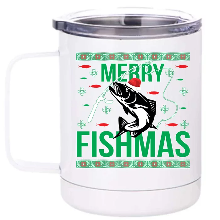 Merry Fishmas Front & Back 12oz Stainless Steel Tumbler Cup