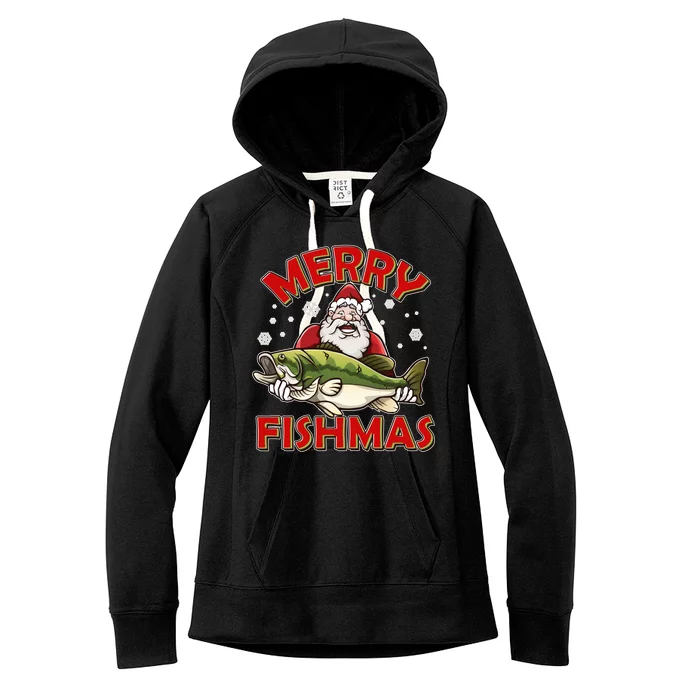 Merry Fishmas Christmas Fish Santa Women's Fleece Hoodie