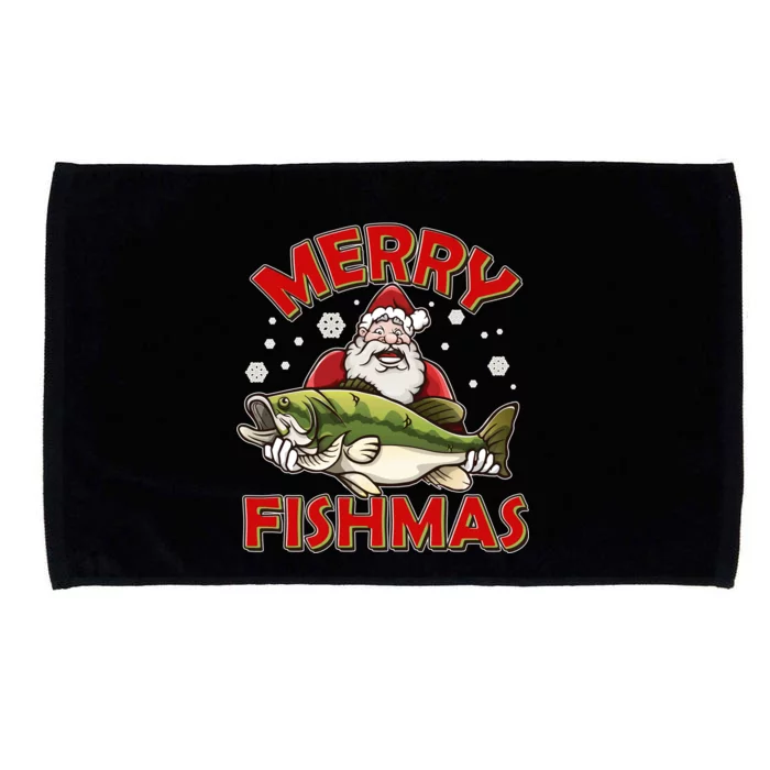 Merry Fishmas Christmas Fish Santa Microfiber Hand Towel