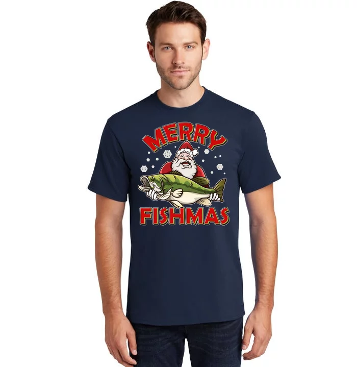 Merry Fishmas Christmas Fish Santa Tall T-Shirt