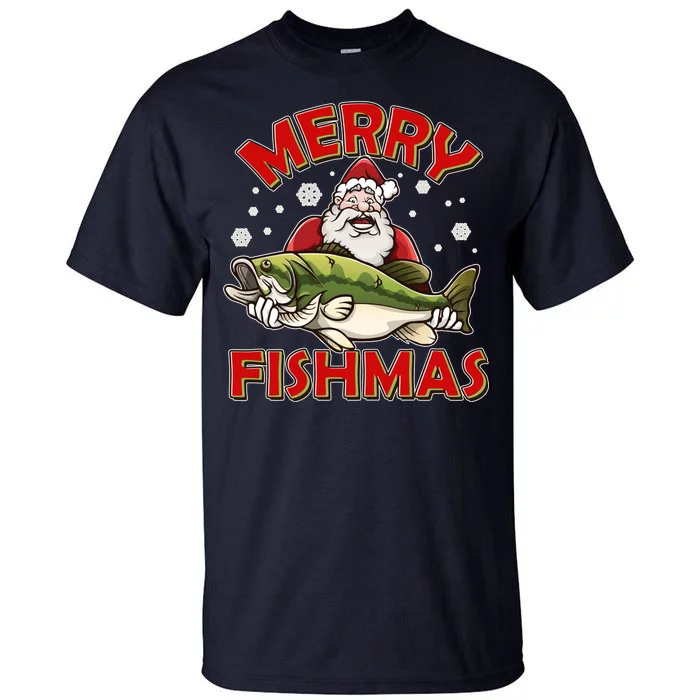 Merry Fishmas Christmas Fish Santa Tall T-Shirt