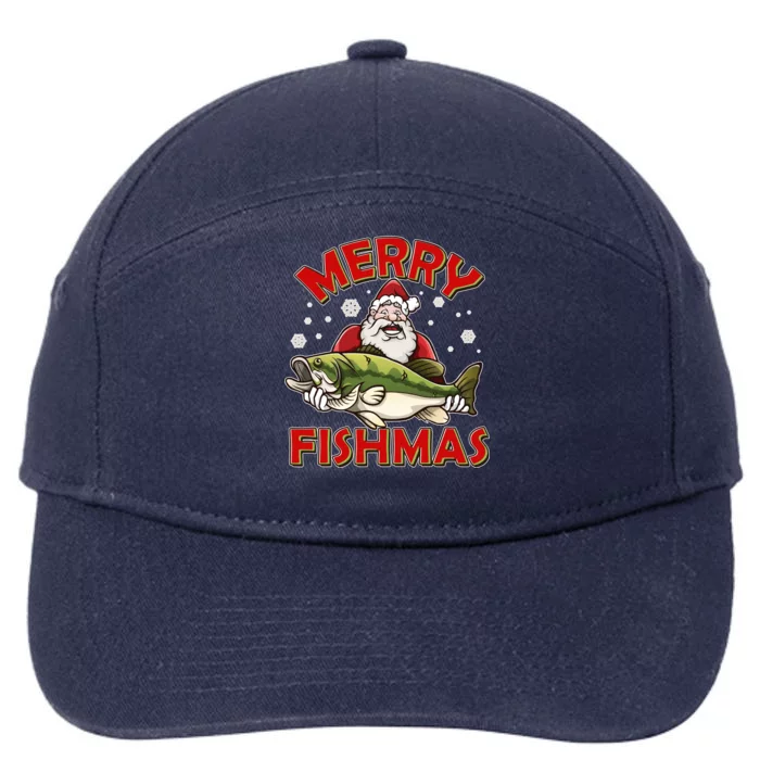 Merry Fishmas Christmas Fish Santa 7-Panel Snapback Hat