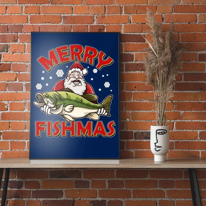 Merry Fishmas Christmas Fish Santa Poster