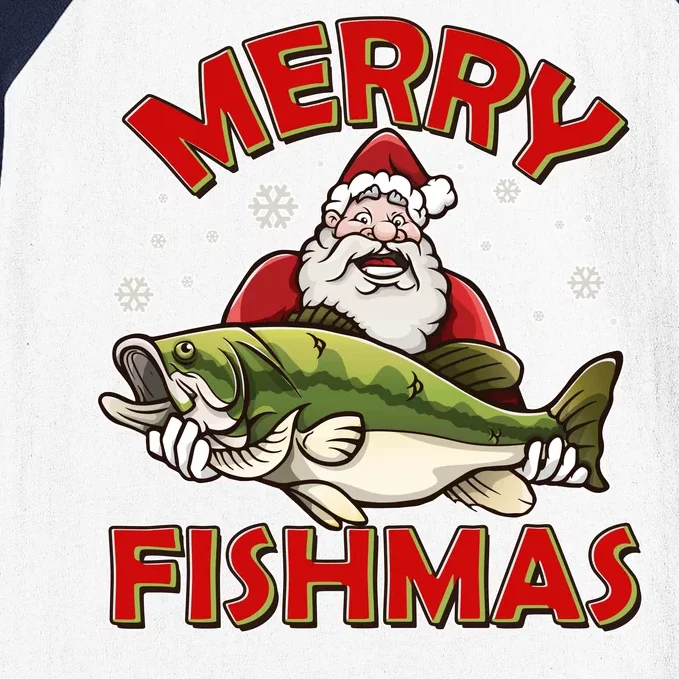 Merry Fishmas Christmas Fish Santa Baseball Sleeve Shirt