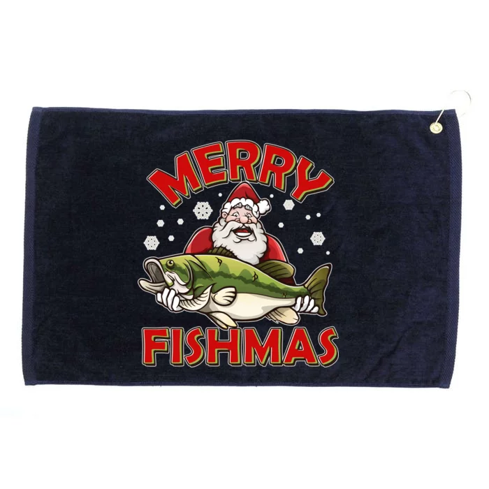 Merry Fishmas Christmas Fish Santa Grommeted Golf Towel