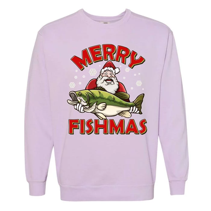 Merry Fishmas Christmas Fish Santa Garment-Dyed Sweatshirt