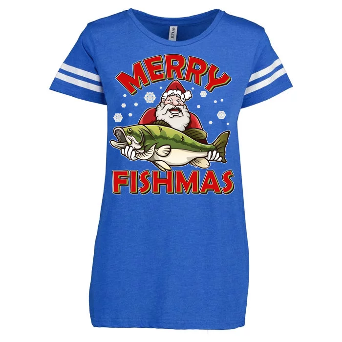 Merry Fishmas Christmas Fish Santa Enza Ladies Jersey Football T-Shirt