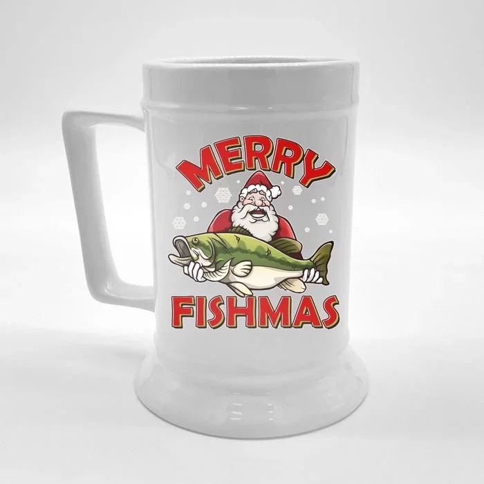 Merry Fishmas Christmas Fish Santa Front & Back Beer Stein