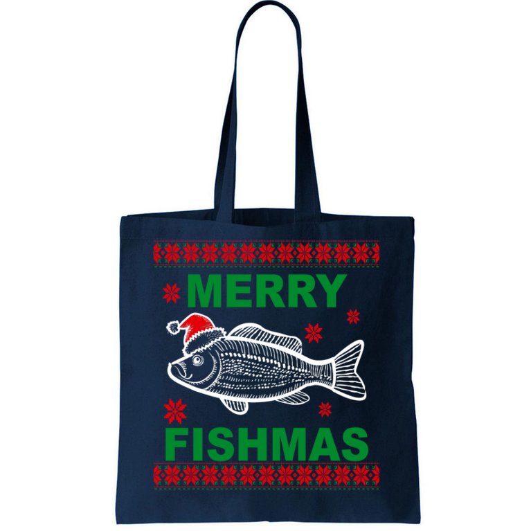Merry Fishmas Ugly Christmas Tote Bag