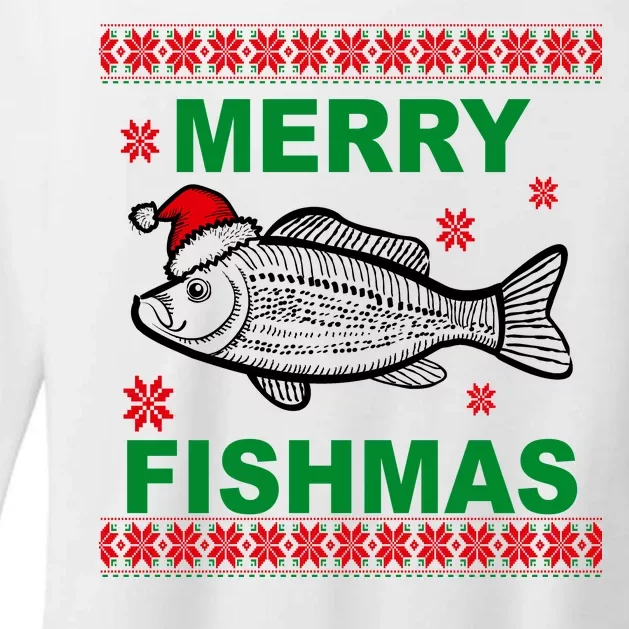 Merry Fishmas Ugly Christmas Womens CVC Long Sleeve Shirt