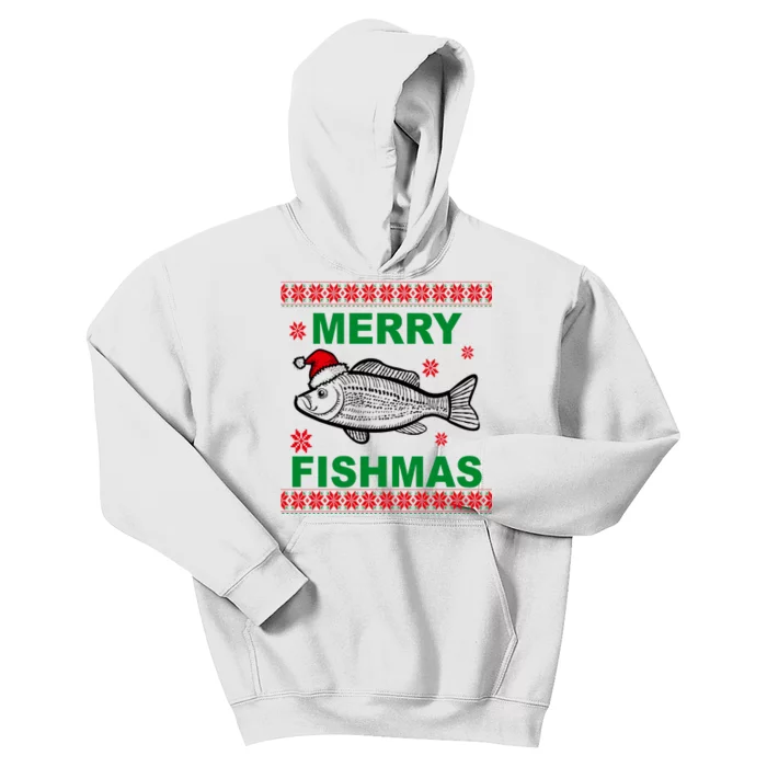 Merry Fishmas Ugly Christmas Kids Hoodie