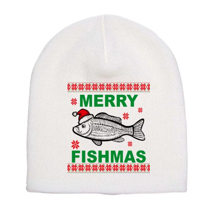 Merry Fishmas Ugly Christmas Short Acrylic Beanie