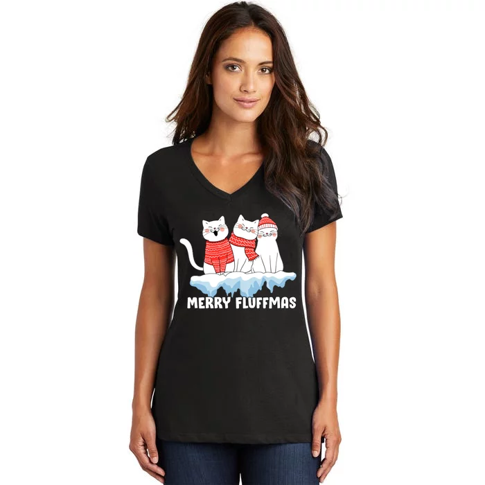 Merry Fluffmas Christmas Women's V-Neck T-Shirt