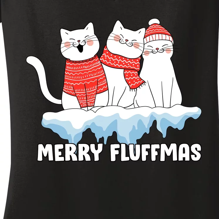 Merry Fluffmas Christmas Women's V-Neck T-Shirt