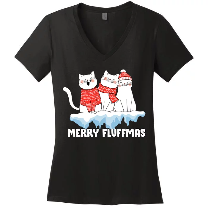 Merry Fluffmas Christmas Women's V-Neck T-Shirt