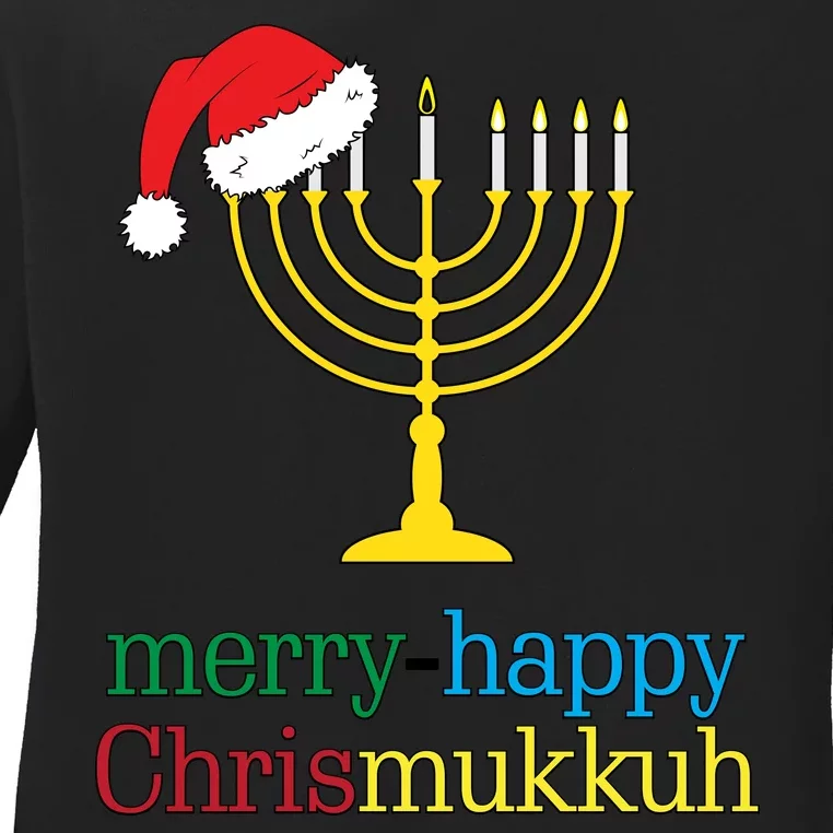 Merry-Happy Chrismukkah Ladies Long Sleeve Shirt