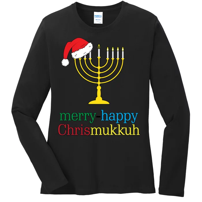 Merry-Happy Chrismukkah Ladies Long Sleeve Shirt