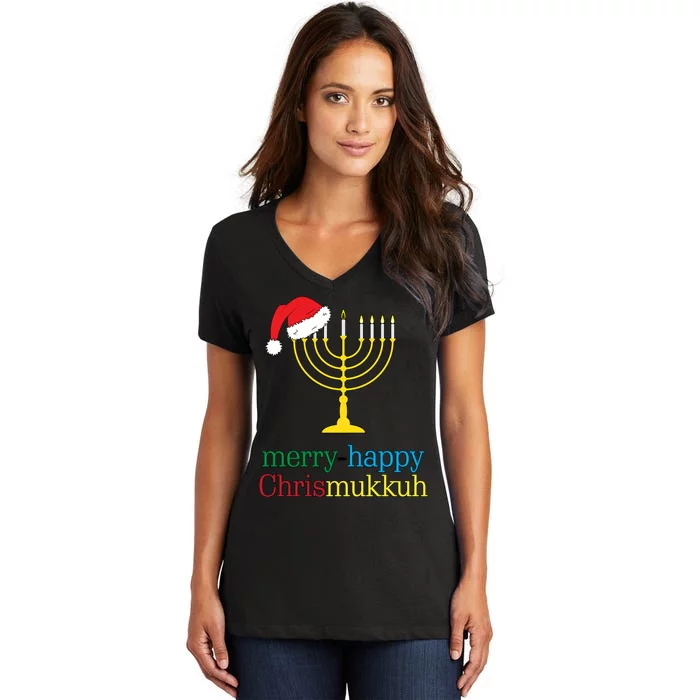 Merry-Happy Chrismukkah Women's V-Neck T-Shirt