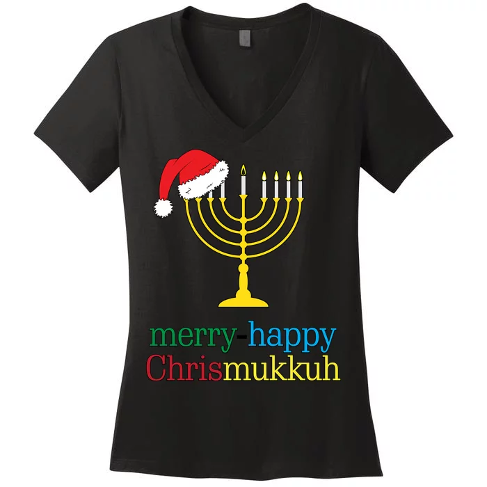 Merry-Happy Chrismukkah Women's V-Neck T-Shirt