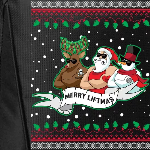 Merry Liftmas Funny Ugly Christmas Sweater City Backpack