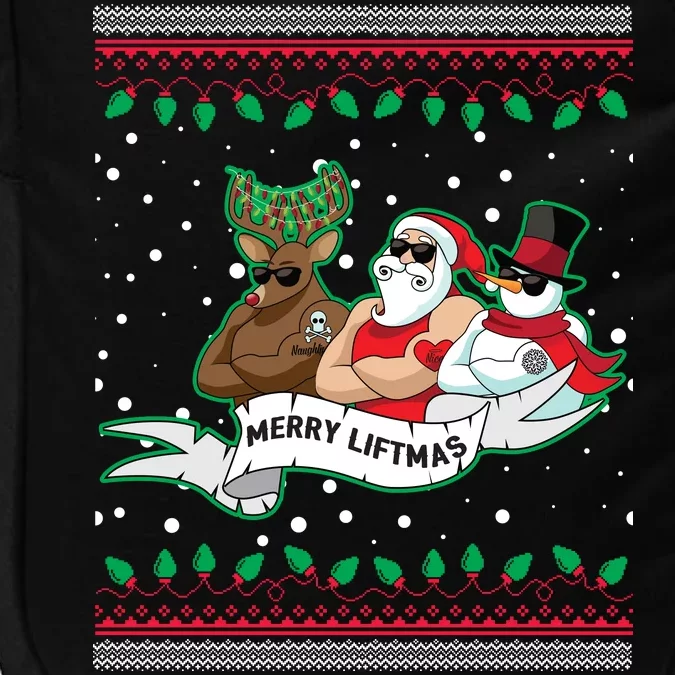 Merry Liftmas Funny Ugly Christmas Sweater Impact Tech Backpack