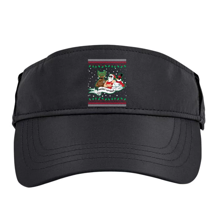 Merry Liftmas Funny Ugly Christmas Sweater Adult Drive Performance Visor