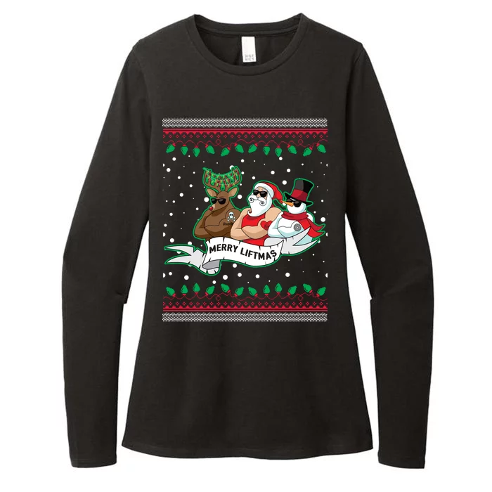 Merry Liftmas Funny Ugly Christmas Sweater Womens CVC Long Sleeve Shirt