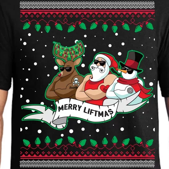 Merry Liftmas Funny Ugly Christmas Sweater Pajama Set