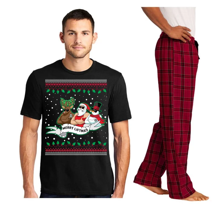 Merry Liftmas Funny Ugly Christmas Sweater Pajama Set