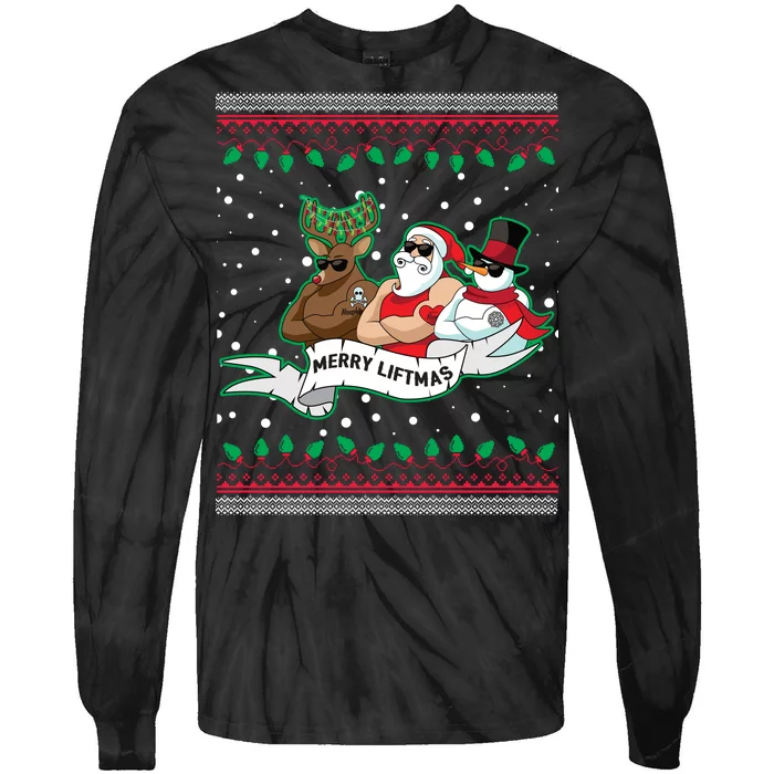 Merry Liftmas Funny Ugly Christmas Sweater Tie-Dye Long Sleeve Shirt