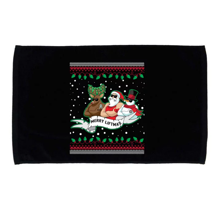 Merry Liftmas Funny Ugly Christmas Sweater Microfiber Hand Towel