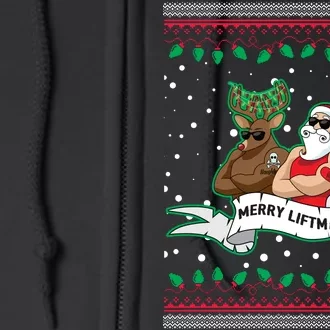 Merry Liftmas Funny Ugly Christmas Sweater Full Zip Hoodie