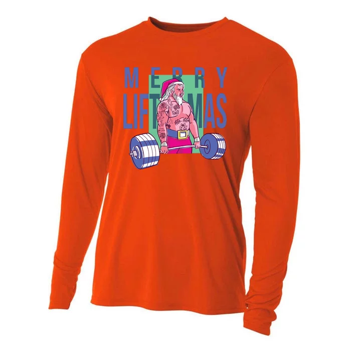 Merry Liftmas Tattoo Santa Cooling Performance Long Sleeve Crew