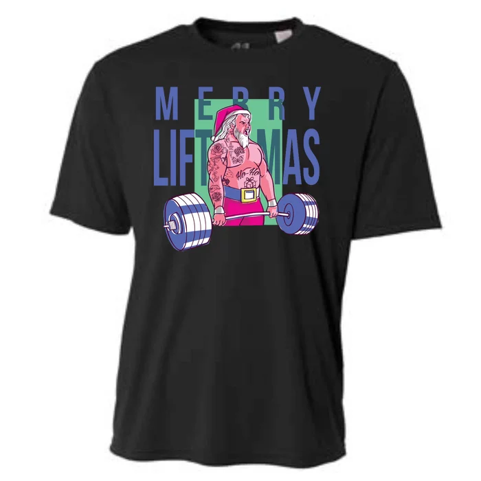 Merry Liftmas Tattoo Santa Cooling Performance Crew T-Shirt