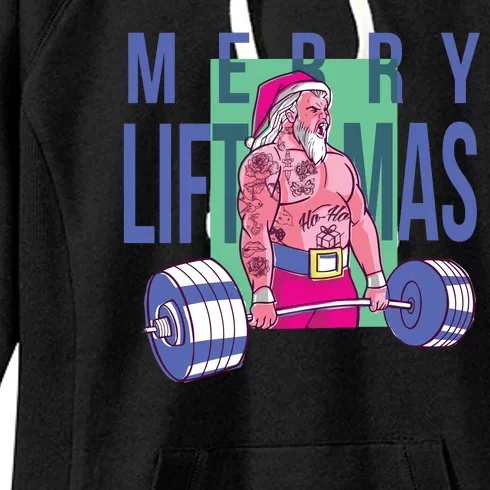 Merry Liftmas Tattoo Santa Women's Fleece Hoodie