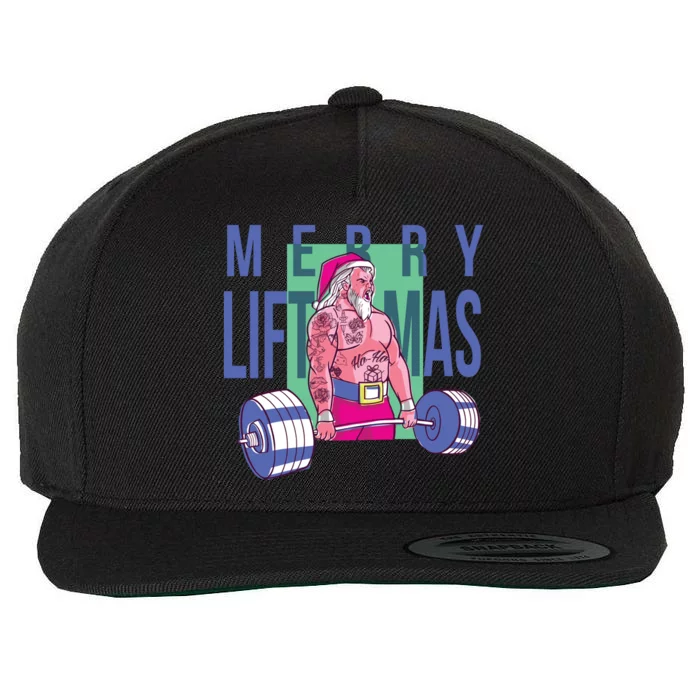 Merry Liftmas Tattoo Santa Wool Snapback Cap