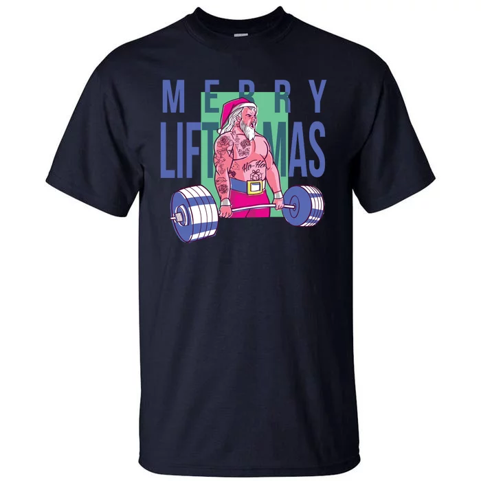 Merry Liftmas Tattoo Santa Tall T-Shirt