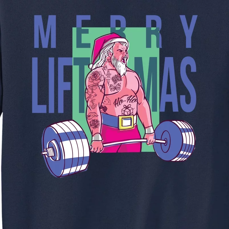 Merry Liftmas Tattoo Santa Tall Sweatshirt