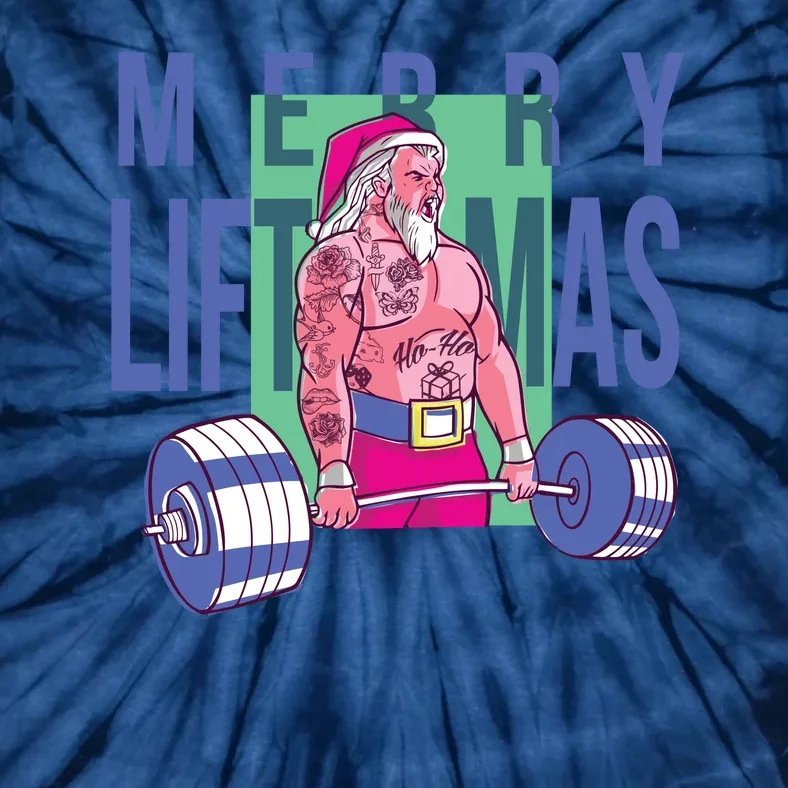 Merry Liftmas Tattoo Santa Tie-Dye T-Shirt