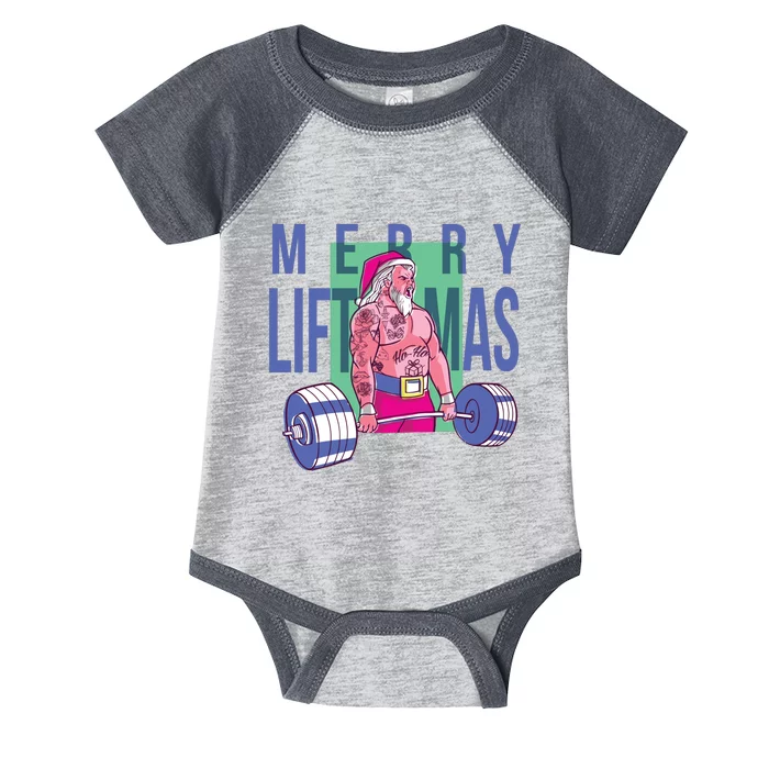 Merry Liftmas Tattoo Santa Infant Baby Jersey Bodysuit