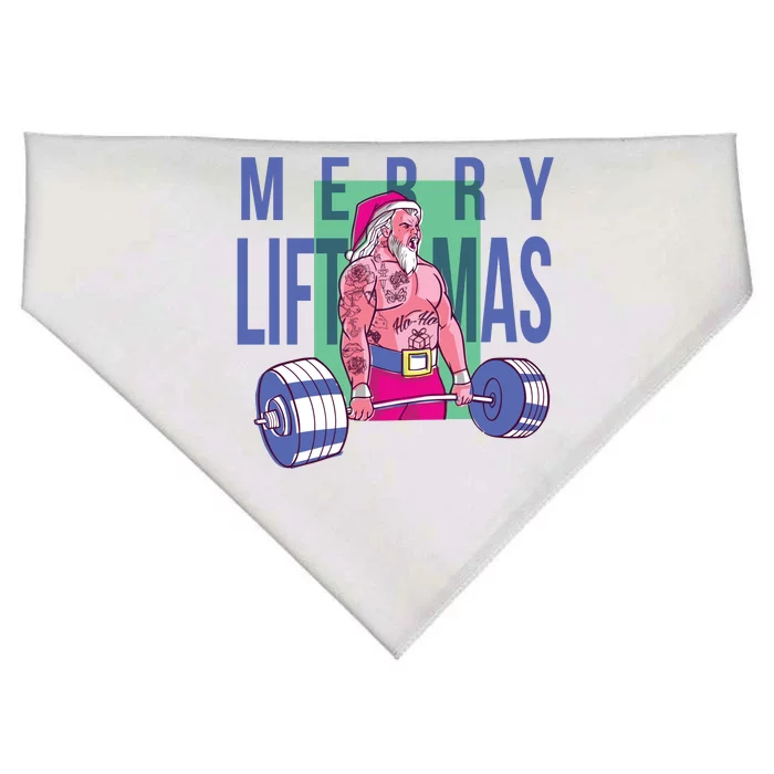 Merry Liftmas Tattoo Santa USA-Made Doggie Bandana