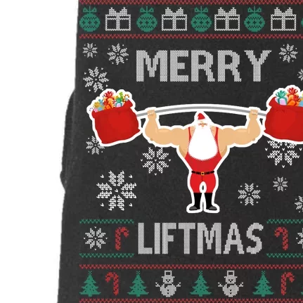 Merry Liftmas Ugly Christmas Doggie 3-End Fleece Hoodie