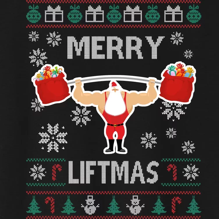 Merry Liftmas Ugly Christmas Women's Crop Top Tee