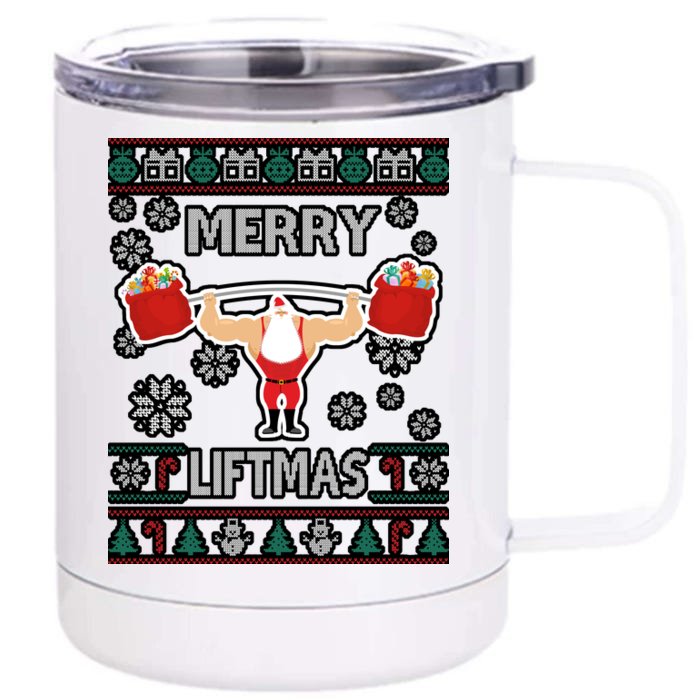 Merry Liftmas Ugly Christmas Front & Back 12oz Stainless Steel Tumbler Cup