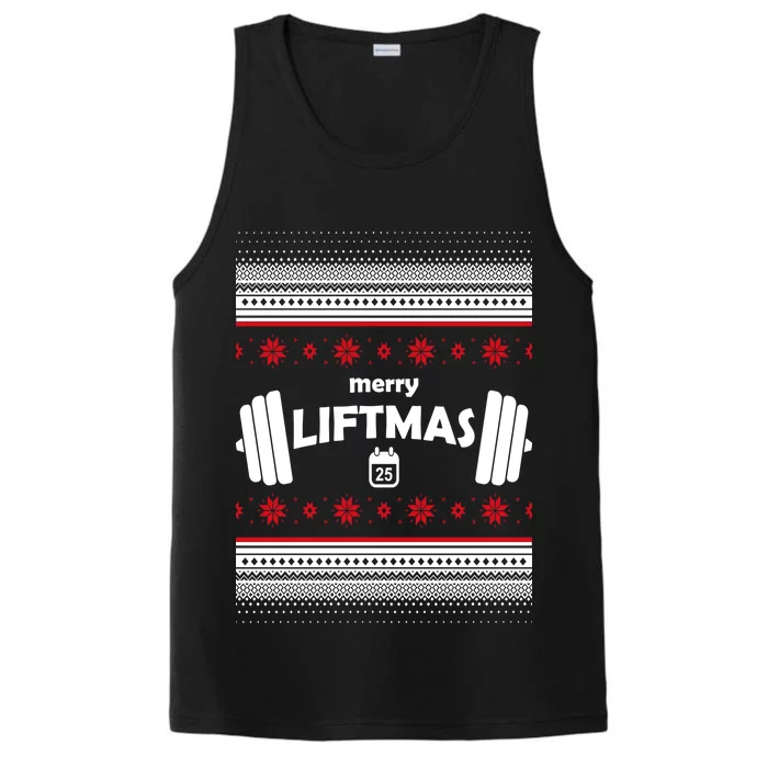 Merry Liftmas Ugly Christmas1 Performance Tank